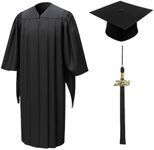 CLERKMANS Deluxe Masters Graduation Cap And Gown With Tassel Package – Deluxe Fluted Fabric 48 (5'3"-5'5")