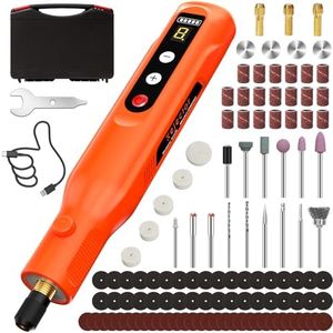 Kejector Cordless Rotary Tool Kit with 113 Accessories Mini Rotary Tool with LED Screen & Ring Light 5-Speed Adjustable for Engraving Sanding, Polishing, Carving, Cutting, DIY Crafts, USB-C Charging