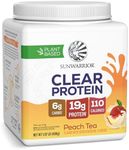 Clear Protein Powder Drink Mix, 19g Plant Pea Protein Isolate, Light & Refreshing Vegan Water Protein, Smooth No-Grit Formula, Peach Tea Flavored Easy Daily Hydration Supplement, 15 Servings 489g Size