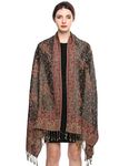 Women Pashmina Scarves Luxury Winter Scarf Paisley Shawl with Fringe Reversible Large Blanket Wrap 78.5" X27.5"(Olive Green)