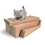 RUMUUKE Cat Scratcher Pad Cardboard Lounge Bed Corrugated Scratching Pad with Catnip 3 Packs Durable Reversible (Wood)