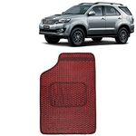 Kingsway Dotted Design Car Floor Foot Mats Universal Fit for Toyota Fortuner, Model Year : 2008-2017, Water and Dustproof, Color Red, Set of 5 Pieces