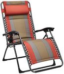 Amazon Basics Outdoor Padded Adjustable Zero Gravity Folding Reclining Lounge Chair with Pillow (Red)
