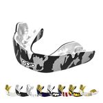 OPRO Instant Custom-Fit Sports Mouth Guard, Revolutionary Fitting Technology for Ultimate Comfort, Protection & Fit Gum Shield, Dentist Mouthguard for Rugby, Boxing, Hockey, MMA (Silver Camo, Adult)