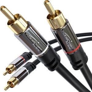 CableDirect – 6ft RCA/phono cable, 2 × 2 plugs, stereo audio cable, practically break-proof & flawless sound quality (coaxial cable, subwoofer/amp/HiFi & home cinema/Blu-ray, analog & digital)