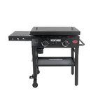 Char-Griller® Flat Iron 2-Burner Propane Gas Flat-Top Griddle with Steel Griddle Top, Wind Guards and Removable Lid, 520 Cooking Square Inches in Black, Model 8128