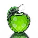 H&D Hyaline&Dora H&D Crystal Apple Paperweight Art Glass Fruit Collectible Figurines,Home Wedding Decor Ornament,Green Apple 40mm