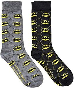 Hyp Batman Argyle Men's Crew Socks 2 Pair Pack Shoe Size 6-12