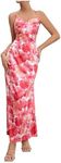 Milumia Women's Floral Cut Out Backless Maxi Dress Ruched Sleeveless Long Cocktail Party Dresses Pink X-Large