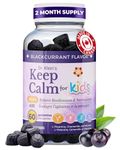 Keep Calm Gummies for Kids Ages 5+ – Magnesium Glycinate, L-Theanine, Chamomile Extract, Vitamins B12 & D – Supports Balance & Focus – Naturally Sweetened – Black Currant Flavor– 60 Gummies – Rhoziva