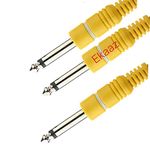 EKAAZ TS Stereo to Dual 1/4 inch TRS Mono Insert Cable Y-Splitter Stereo Dual Mono 6.35 mm P38 Male to 1 Mono 6.35 mm P38 Male Audio Breakout Cable Patch Cord (Yellow)