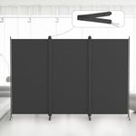 Kokorona 3 Panel Room Divider, 6FT Tall Folding Privacy Screen Wall Dividers, Portable Privacy Screen Freestanding Room Divider for Room Separation, Included - Cover Strips, 102''W x 71''H, Grey