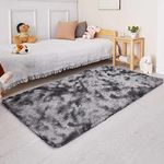 Calore Area Rug for Living Room Bedroom Fluffy Shaggy Rug Non Slip Soft Carpet for Kids Room Nursery Play Mat (Gray Black, About 2.6' * 6.5' (80 * 200cm))