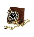 M.A & SONS Brass Working Beautiful Pocket Watch with Wooden Box ( Personalized Available )