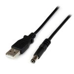 StarTech.com USB2TYPEN1M USB to Type N Barrel 5V DC Power Cable, USB A to 5.5mm DC, 1 Meter USB to 5.5mm DC Plug (Black)