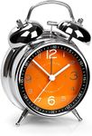 AYRELY® Super Loud Alarm Clock for Heavy Sleepers Adults,Twin Bell Retro 4 Inch Silent Non-Ticking Quartz with Backlight, Metal dial, Alarm Clocks for Bedrooms Bedside (Orange)