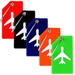 5-Pack Silicone Luggage Tags, Personalized Luggage Tags with Name Cards & Stainless Steel Loop, Bright Color Suitcase Tags Identifiers for Woman