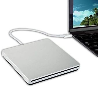 Ploveyy External CD DVD Drive USB-C Superdrive Portabl CD/DVD ROM Optical Drive Player Reader Writer Burner for Mac MacBook Pro Air iMac Windows 10 Laptop Desktop (Silver)