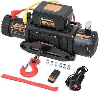 GINDAOLULU 12V Electric Winch,13500LBS Load Capacity Trailer Winches with Synthetic Rope Towing Winches for Jeep Truck SUV and More