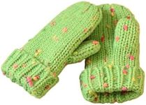 Kids Sprinkled Knit Warm Lined Mittens- Lime Green (Infant/Toddler Girl 1-3 Y)