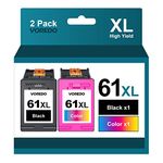 61XL Ink Cartridge Combo Pack Replacement for HP 61 Ink High Yield Use with Envy 4500 4501 4502 5530 Officejet 4630 4635 Deskjet 1000 1010 1510 2540 2541 2542 3510 Series Printer(1 Black, 1 Tri-color)