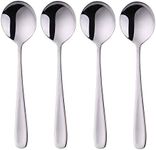 7-Inch Soup Spoons, Baikai Bouillon Spoon,18/10 Stainless Steel Finished Table Dinner Spoons Set of 4 (Silver)