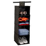 Kuber Industries Shoe Rack | 4 Shelf Foldable Storage Rack | Clothes Hanging Organizer | Shoe Storage Organizer | Closet Organizer with Velcro | Shoe Rack Golden-Dot | Black