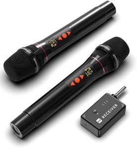 Wireless Microphones, Professional UHF Dual Wireless Microphone with 3ms Transmission Rate, Studio Grade Sound Pick Up Mic Head, Volue Control,Adjust frequency,Microphone for Singing, Performance