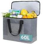 Fineway 60L Large Cool Bag - Thermal Large Cooling Bag with Shoulder Strap, Insulated Shopping Bags for Frozen Food - Water-Resistant Freezer Bags for Shopping, Grocery, Picnic, Camping, Beach, Travel