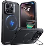 ESR for iPhone 16 Pro Max Case with Stand, 23FT Military-Grade Drop Protection, Heavy Duty Magnetic Phone Case, Compatible with MagSafe Accessories, Cyber Series, Black