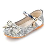 Kivors Toddler Girls Mary Jane Princess Ballet Flats Shoes School Party Dress Shoes Silver