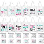 Huhumy 24 Pcs Nurses Week Gifts Bulk Nurse Appreciation Gifts 12 Nurse Tote Bag Bulk 12 Nurse Makeup Bag for Women(White)