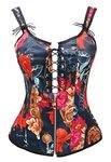 bslingerie® Womens Vintage Vest Renaissance Steampunk Bustier Corset, Retro Blue, Small