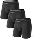 DAVID ARCHY Men's Pouch Underwear Micro Modal Boxer Briefs Breathable Soft Lightweight with Fly 3 Pack, Black, Large