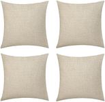 ZLWX LIFE Set of 4 Linen Throw Pillow Covers Textured Neutral Decorative Pillowcases 16x16 Inch, Farmhouse Rustic Outdoor Pillow Cover Square Accent Cushion Cases for Sofa Couch Home