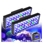 PopBloom T30 Saltwater Aquarium LED Reef Light, Full Spectrum Marine LED Reef Light for Saltwater Coral Fish Tank (for 80-120cm) (2 lights with hanging kit)