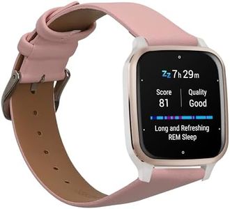 kwmobile Real Leather Watch Strap Compatible with Garmin Venu Sq 2 Music/Sq 2 - Fitness Tracker Replacement Sports Wristband with Clasp