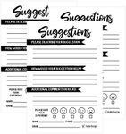 25 4x6 Feedback Comment Suggestion Card Forms For Customer Complaints, Business Employees, Restaurant Blank Refill Paper, Name Pad for Client Contact Info For Wooden or Metal Lock Box Holders