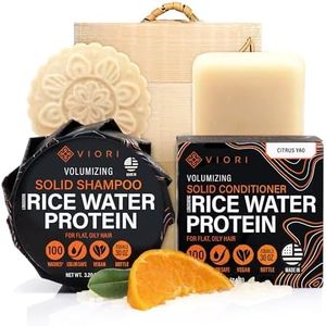 Viori Rice Water Shampoo and Conditioner Bar Set - Citrus Yao Shampooand Conditioner Bar, Bamboo Holder - Sulfate-Free, 100% Vegan, Organic, Natural Ingredients, Best for Normal to Oily Hair