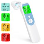 Forehead and Ear Thermometer, Forehead Thermometer for Adults and Kids, Digital Infrared Thermometer Gun with Fever Alarm, Fast Accurate Results, Easy for All Ages