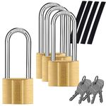 KAWAHA 81/40L-4P Long Shackle Keyed Padlock (Keyed Alike, Waterproof, Solid Brass Lock) for Sheds, Storage Unit, School, Gym Locker, Fence, Toolbox, Hasp, Storage - 1-9/16 in. L*4