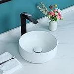 Davivy 12.2'' Round Vessel Sink with Pop Up Drain,Small Bathroom Vessel Sinks,Bathroom Sinks Above Counter,White Vessel Sink,Counter top Sink,Tiny Bathroom Sink Bowl,Round Sinks for Bathrooms