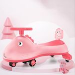 R for Rabbit Iya Iya Dino Kids Swing Car, Twister Panda Car with PU LED Wheels, ABEC 7 Bearing, Push Ride on Magic Car for 3+ Years Baby Boy & Girl, 100 Kgs Weight Capacity - 6 Month Warranty (Pink)