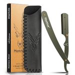 MARKHOR® Camo Green - Cut Throat Razor Kit – Mens Straight Razor, Barber-Grade Cutthroat Razor, Professional Straight Edge Beard Razor for a Clean & Precise Shave