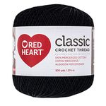 Red Heart Crochet Thread Black 1 Pack of Crochet - Cotton - Size 10-300 Yards - Knitting/Crochet