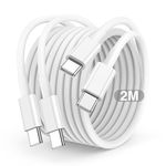 USB C to USB C Charger Cable 2m, 60W Type C Cable Lead Long Fast Charging Power for Apple iPhone 15 Plus/15 Pro Max, MacBook Pro 2021/2020, iPad Pro 12.9/11 inch/Mini/Air 5/4, Samsung, Pixel