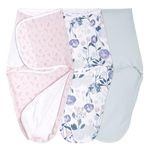 aden + anais, Cotton Knit Baby Wrap, Newborn Wearable Swaddle Blanket, 3 Pack, Flowers Bloom, 0-3 Months