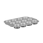 Starfrit The Rock Wave 12 Cup Non-Stick Muffin Pan - Durable Carbon Steel - Oven Safe - PFOA Free - Easy to Clean - Grey