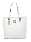 Michael Kors Jet Set Large North South Leather Travel Tote (Optic White)