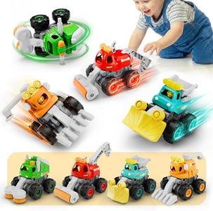 iPlay, iLearn Stunt Construction Trucks for Toddlers 1-3, Baby Push Go Friction Cars, Kids Pull Back Vehicle Set, Boys Digger Roller Dump Truck, Birthday Gift 12 18 Months, 2 3 4 5 One Yrs Girls Child